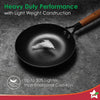 Ferro Light 20cm Cast Iron Fry Pan | 800 ml | Acacia Wooden Handles | Gravity Moulding Technology | No Chemical Coating
