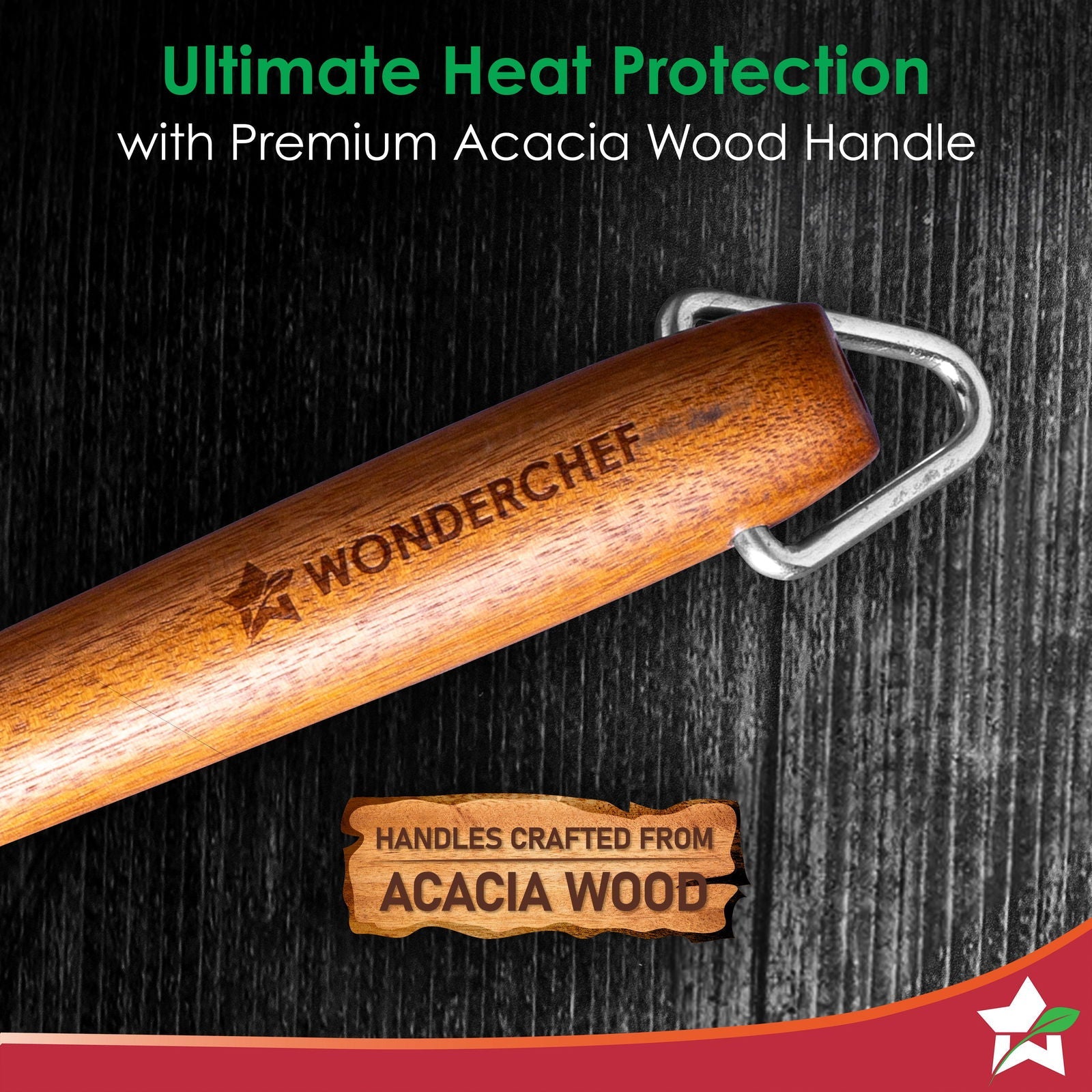 Ferro Light 20cm Cast Iron Fry Pan | 800 ml | Acacia Wooden Handles | Gravity Moulding Technology | No Chemical Coating