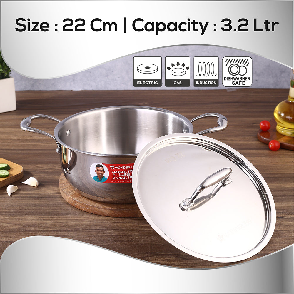 Nigella Triply Casserole with SS Lid 22 cm