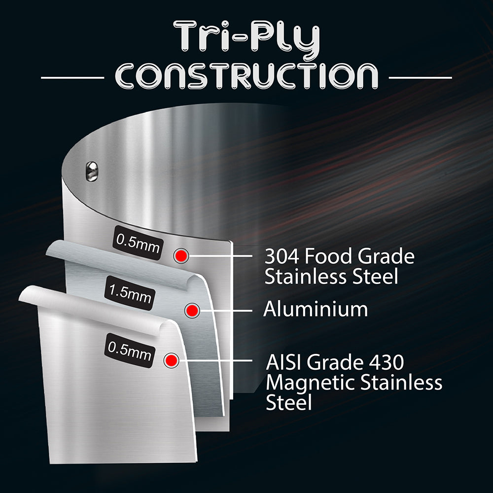 Nigella Triply Kadhai with SS Lid 30 cm