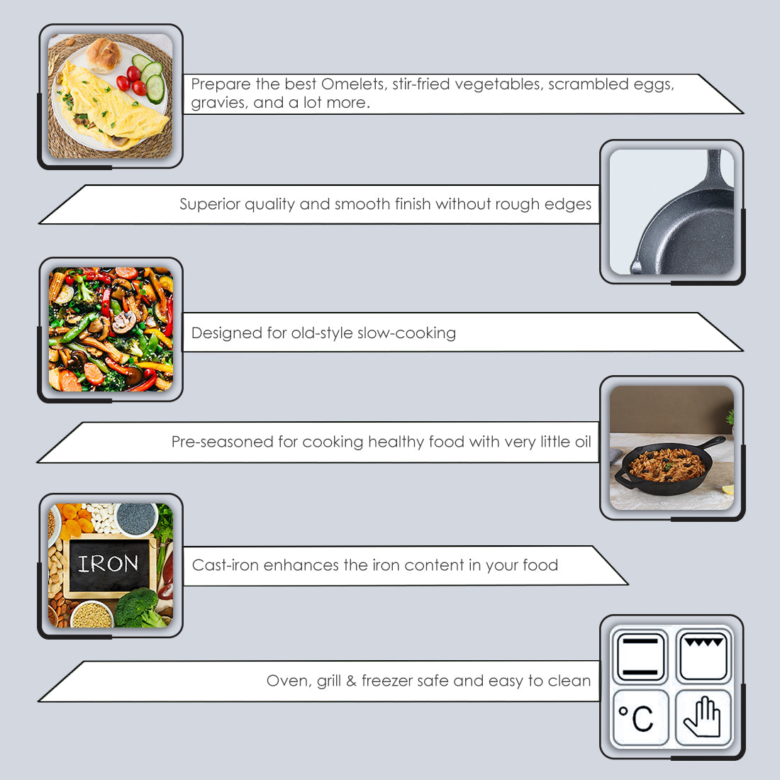 Forza Cast-iron Fry Pan 24cm, 3.8mm