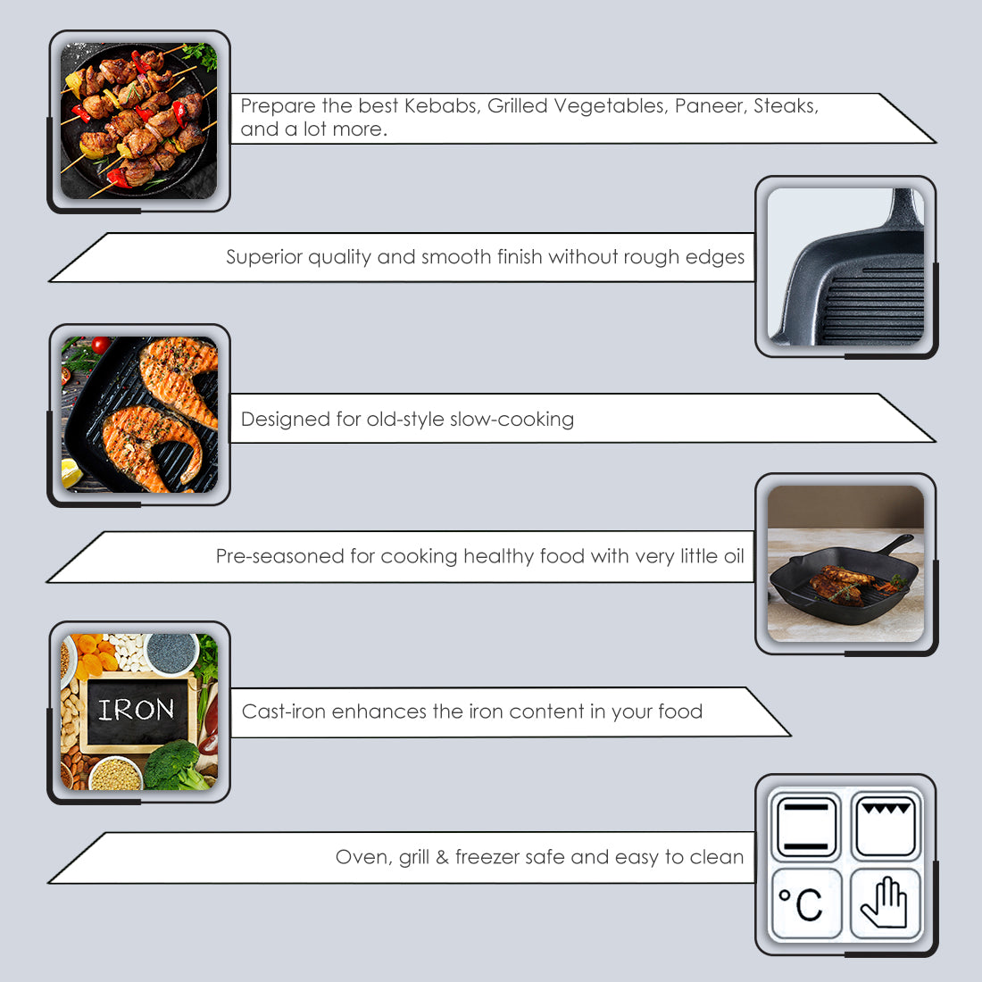 Forza Cast-iron Grill Pan 26cm, 3.8mm